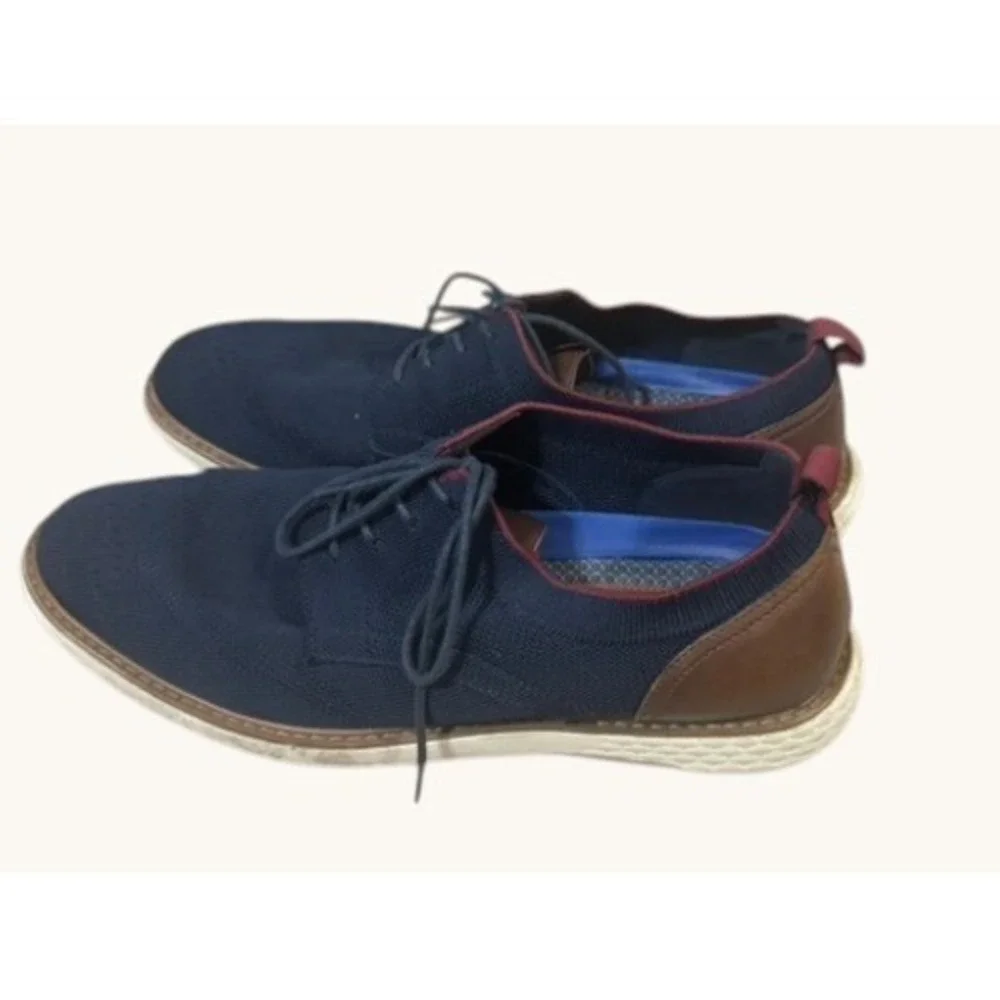 Vince Camuto Saladin Mens Navy Blue Knit Leather Hybrid Oxford Shoes 10.5M